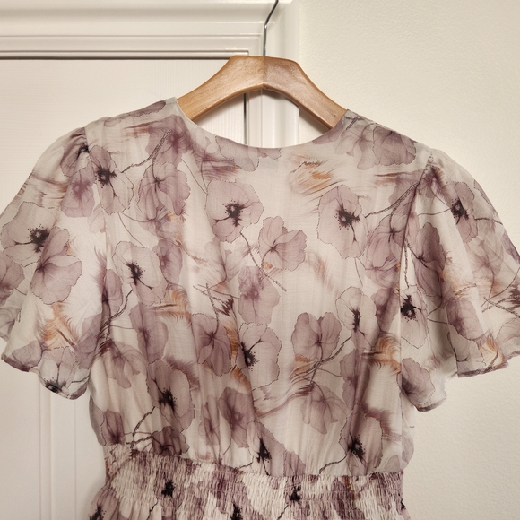 MikaRose Floral Maxi Dress Cream and Purple - Picture 14 of 17